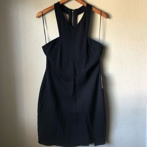 Express black mini dress with slit